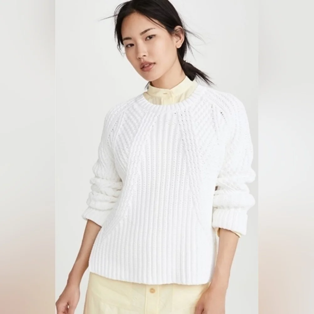 Vince Mixed Rib Crewneck Sweater Optic White XXSmall